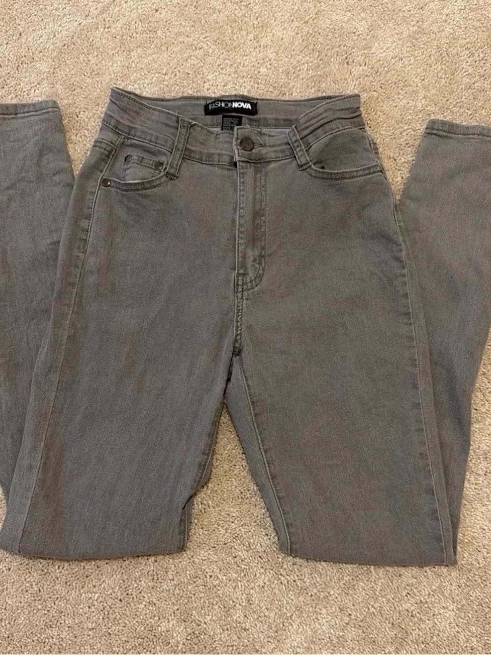 Fashion Nova High-Rise Gray Skinny Jeans